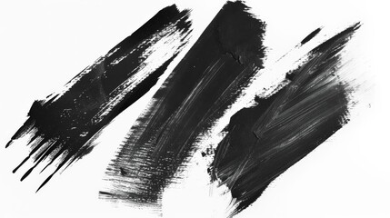 This image highlights multiple bold black paint streaks on a white canvas, conveying a strong sense of energy and artistic freedom with each sweeping stroke.