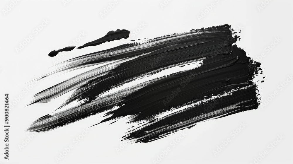 Poster featuring abstract black brushstrokes with smooth transitions on a clean white background, this imag