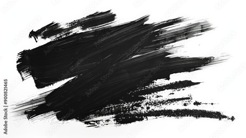 Poster this composition features expressive black brushstrokes with an intense texture on a plain white bac