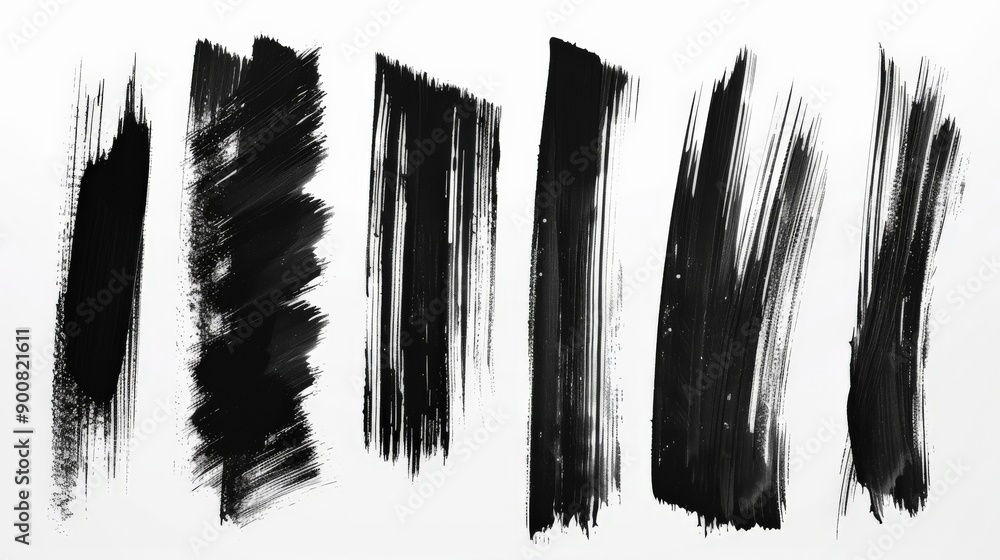 Fototapete this artwork displays vertical black brushstroke patterns against a white background, showcasing a d