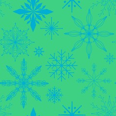 Christmas ice scribble seamless snowflakes pattern for wrapping paper