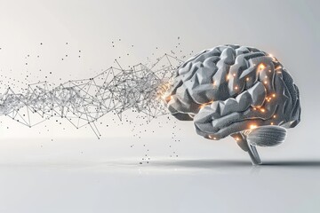 Abstract brain illustration with neural connections extending outward symbolizing neural networks and data flow