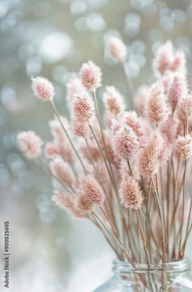 Canvas Prints Pink Bunny Tail Grass in a Vase