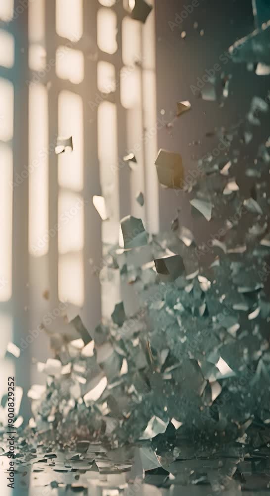 Poster a close up of a pile of broken glass concept of fragility and vulnerability as the broken pieces of 