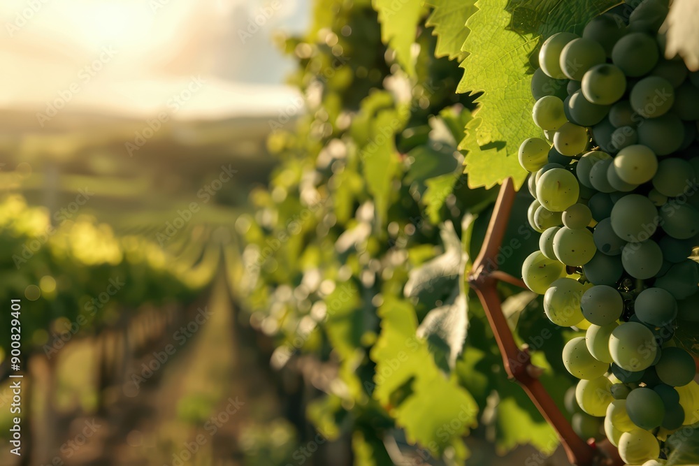 Poster an explosion of warmth in a picturesque vineyard with empty advertise blank spaces