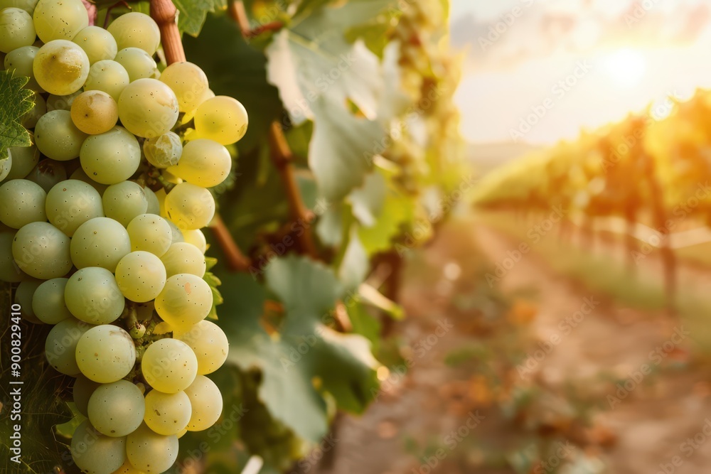 Poster an explosion of warmth in a picturesque vineyard with empty advertise blank spaces