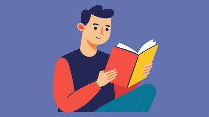  Book reading hobby of a man vector illustration 