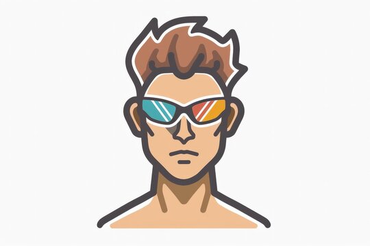 A stylized vector image of a young man with abstract sunglasses, featuring a serious expression, combining modern design with iconic graphic style.