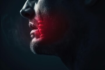 Throat pain illustrated with red highlight on the pain area