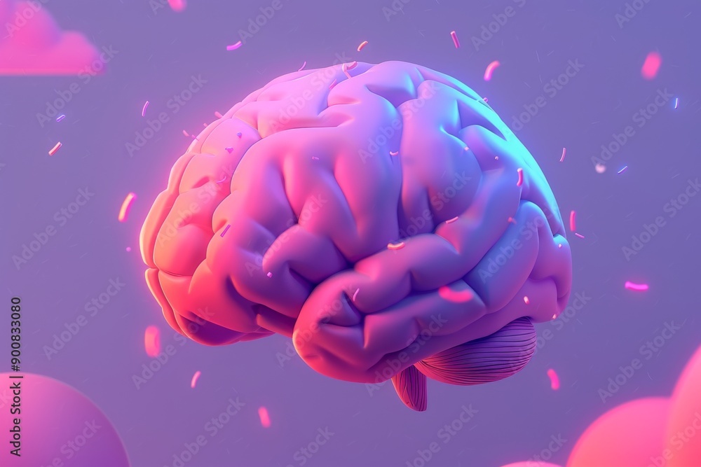 Aufkleber abstract digital brain with glowing particles representing creativity and cognitive science