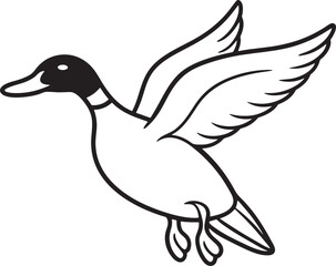 mallard common bird silhouette vector art illustration with white background