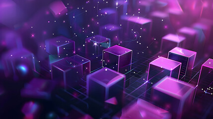Fototapeta premium vibrant abstract digital landscape, futuristic geometric shapes, immersive technology, perfect for marketing, education, and tech industries, powerful emotional appeal, copy space available