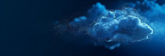 Fototapeta premium futuristic abstract cloud technology, digital network illustration, interconnected data visualization, vibrant blue background, innovative design for tech marketing