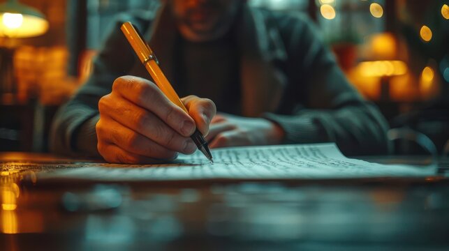 Screenwriter drafting a script