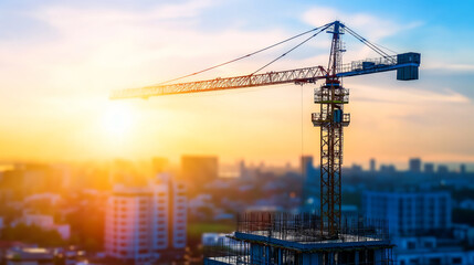 Construction Cranes at Sunrise