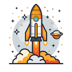 Space rocket icon in flat style. Vector illustration of space rocket