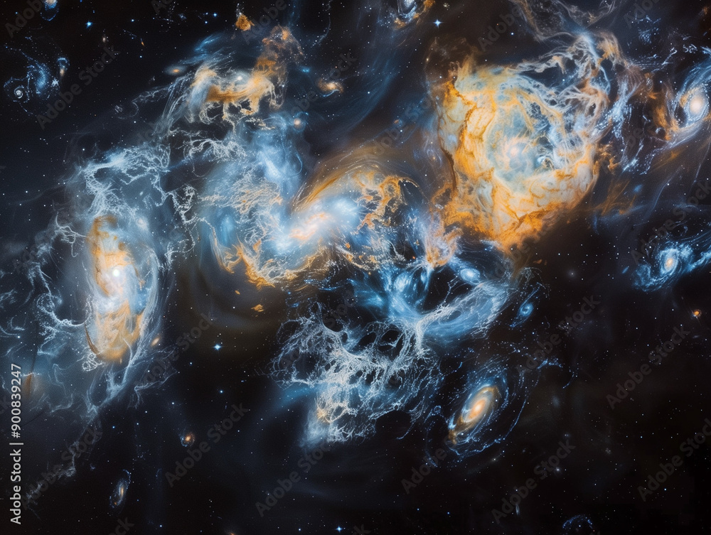 Canvas Prints majestic magellanic clouds centered on a sapphire background: a celestial view