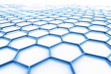 Mesmerizing pattern of a blue hexagonal grid outline