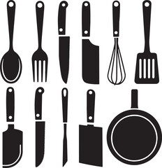 Kitchen Utensils Silhouette Collection