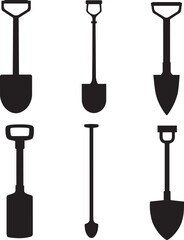Shovels Silhouette Vector Collection Set