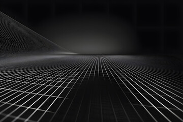 Naklejka premium Abstract 3D Grid Background with Dark Gradient, Futuristic and Trendy Design, Ideal for Technology and Digital Themes