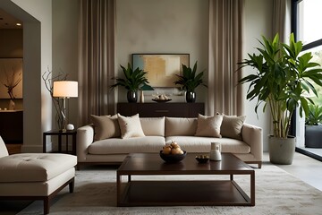 A loft living room where a large, open layout is enhanced by a minimalist steel and glass coffee table.
