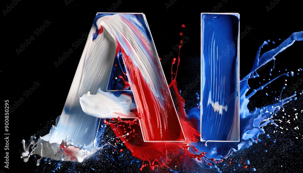 Poster artificial intelligence conceptual art with color splashes