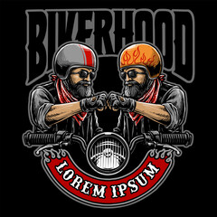 vector of two biker brotherhood solidarity support each other