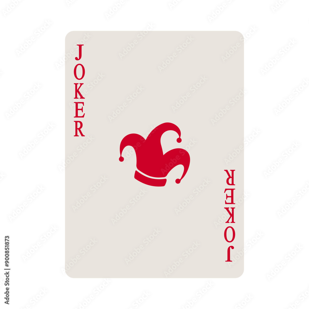 Poster joker or wild with jester hat symbol playing card vector