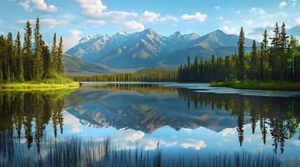 Fototapeta premium mountains, lakes, forests, capturing the beauty and tranquility of nature