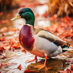 mallard common bird with a white background