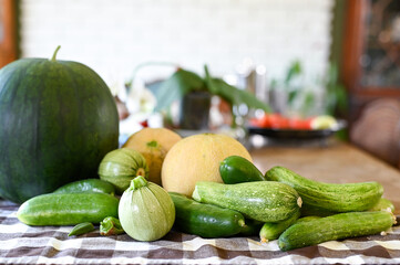 Eating healthy fresh organic homegrown fruits and vegetables