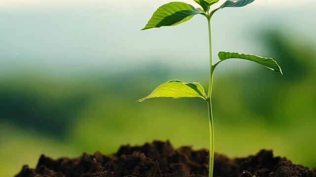 A tree sapling emerging from the ground representing the hope and potential for growth in sustainable practices.