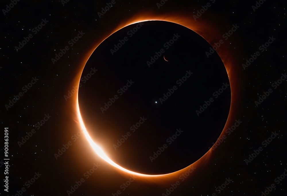 Wall mural two stars in close orbit, with one star passing in front of the other, creating an eclipse and a uni