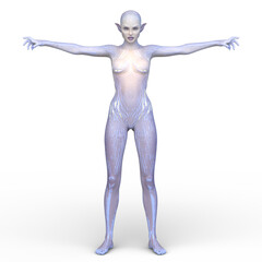 女性エイリアン　3DCGレンダリング