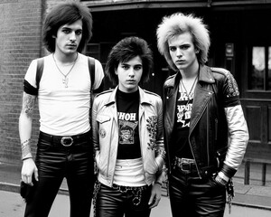 Some young Punks with clothing typical of the Punk movement of the late 70s