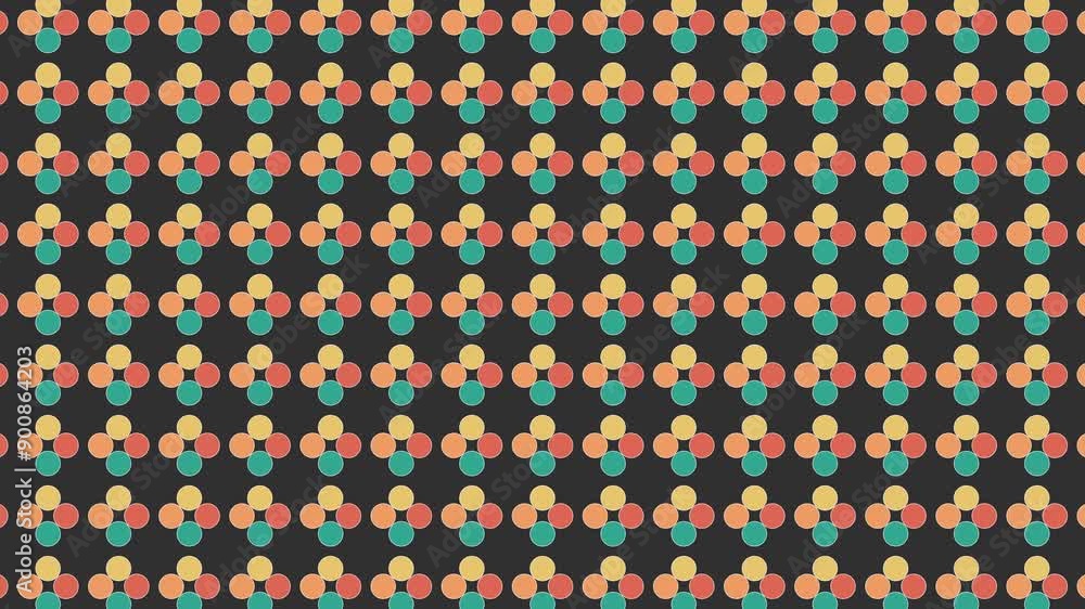 Poster abstract background of multi-color geometric circles - 4k loopable animation pattern background vide