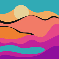 Abstract Colorful Sunrise Landscape