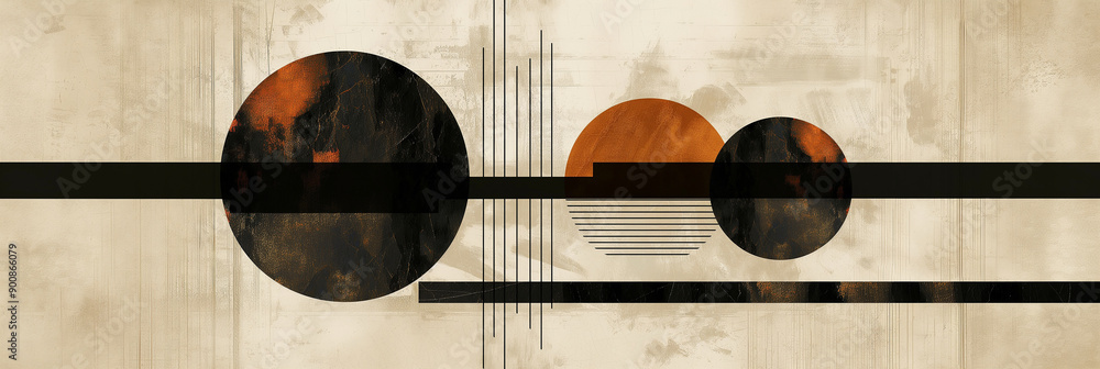 Poster abstract minimalist background featuring intersecting lines and circles