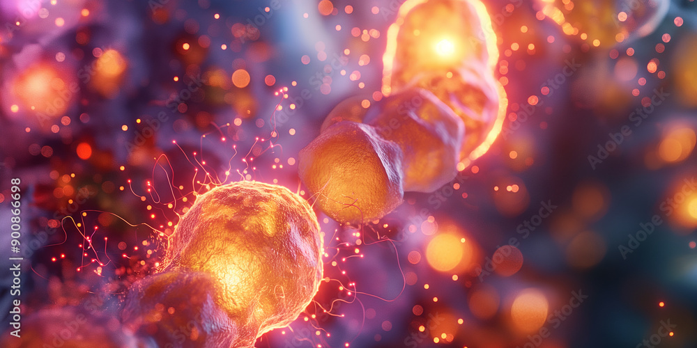 Aufkleber Chain of neurons firing and transmitting nerve impulses in the brain
