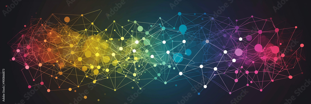 Poster Colorful abstract network structure forming a technological design