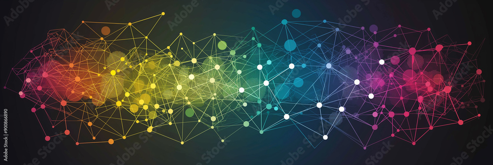 Poster Abstract technology background connecting the dots with lines and shapes