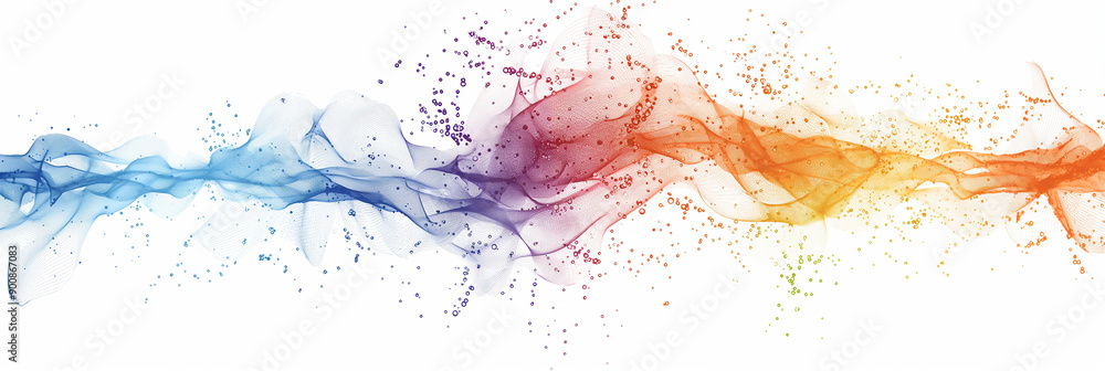 Poster Abstract colorful wave design element with flowing particles