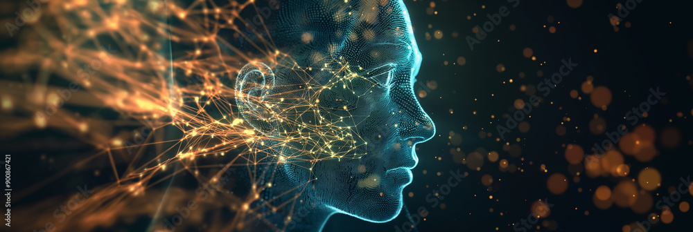 Poster Artificial intelligence being formed by neural network connections