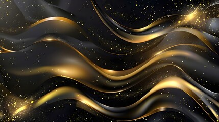 Black and Gold Liquid Patterns with Dynamic Motion. Luxurious Liquid Gold and Black. Elegant Abstract Swirls Black and Gold. Abstract black and yellow liquid swirling shapes.