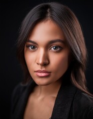 Naklejka premium portrait of a woman, serious looking to the camera