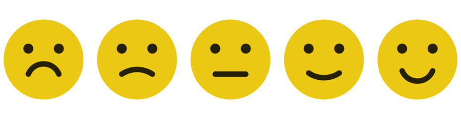 feedback emoji. emoticons set , rating scale of customer satisfaction rating with 5 levels ; good, medium, bad or happy smile, neutral, angry emojis - smiley icon set. vector illustration