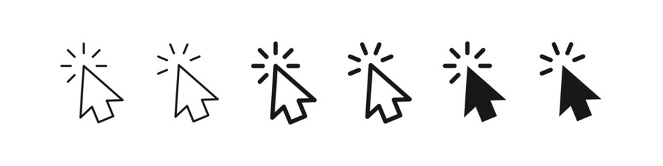 Mouse click icon set vector pointer sign, arrow cursor icon . Clicking icon . Computer mouse click icons
