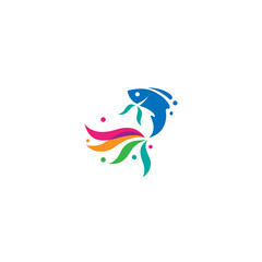fish logo in colorful flat vector design style