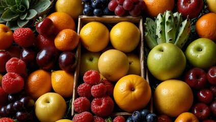 Assorted fresh fruits background